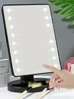 16 LED Vanity Light Touch Switch LED Desktop Storage Makeup Mirror With Light Dressing 360 Rotating 1