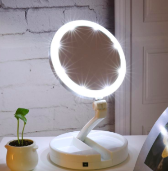 Folding vanity mirror